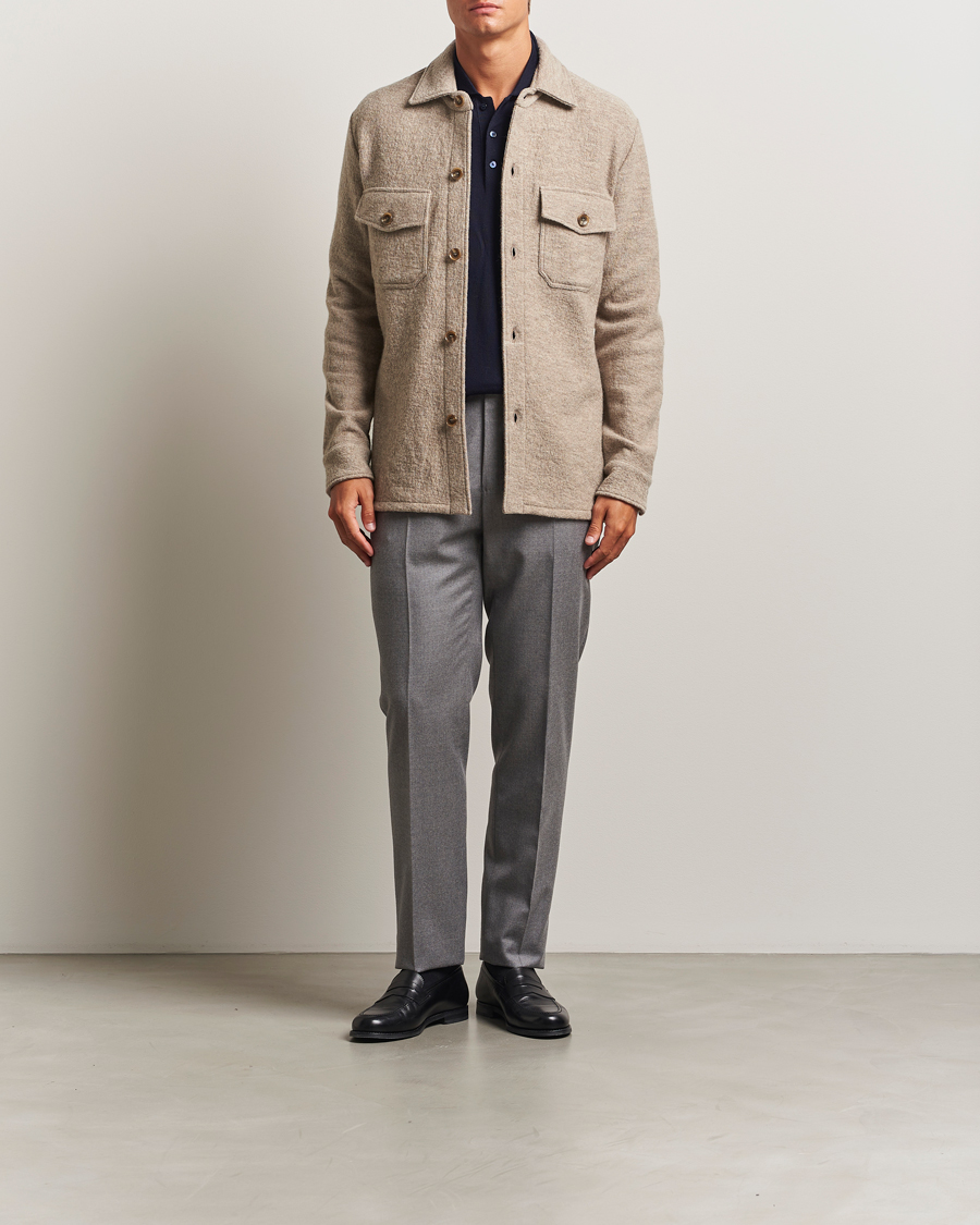 Herren | Hemden | Stenströms | Felted Wool Overshirt Beige
