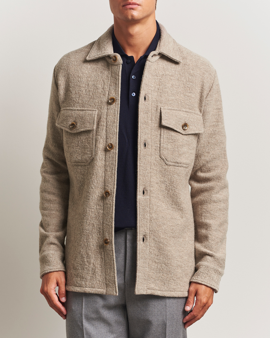 Herren | Hemden | Stenströms | Felted Wool Overshirt Beige