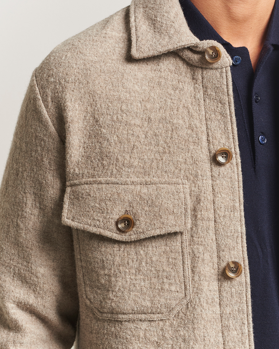 Herren | Hemden | Stenströms | Felted Wool Overshirt Beige