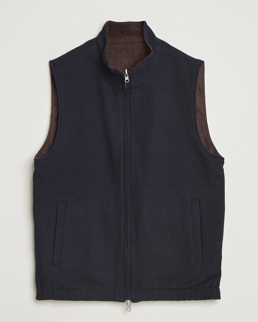Herren | Westen | Stenströms | Reversible Wool Vest Navy