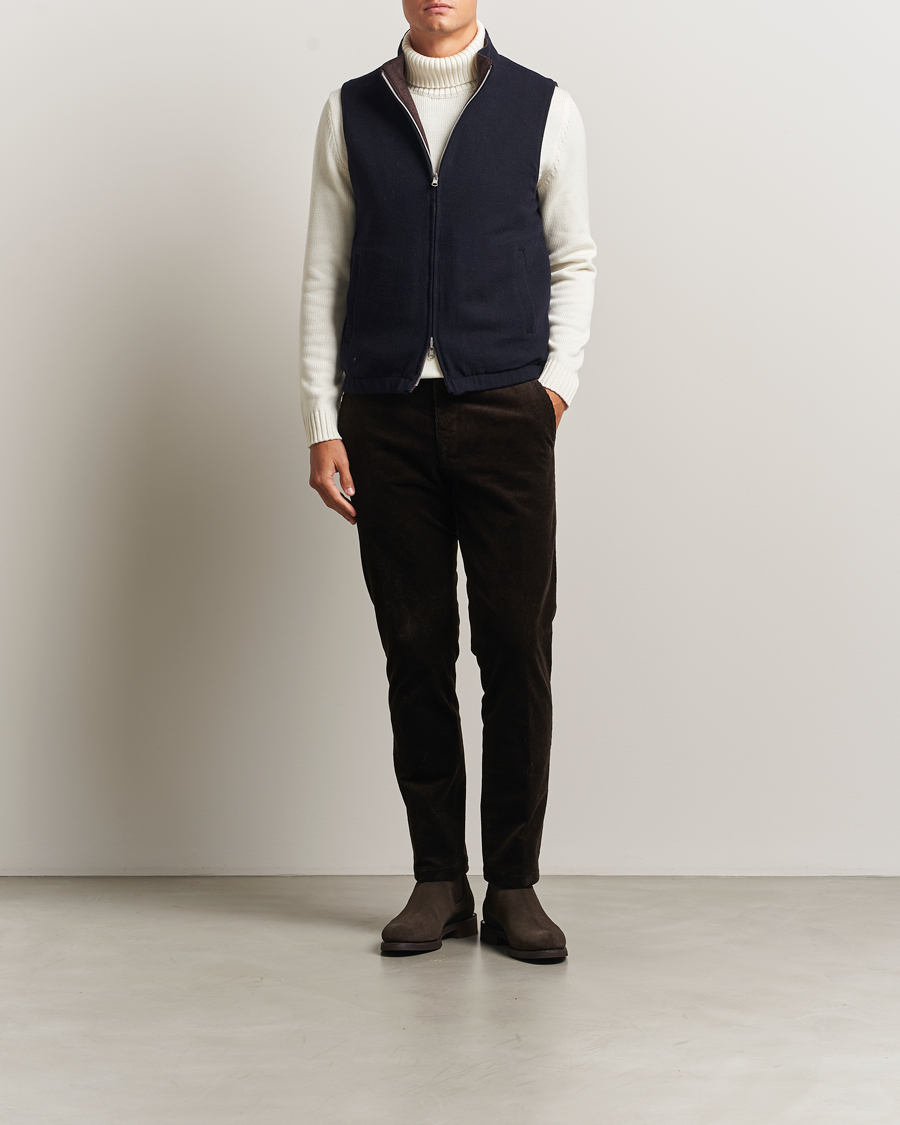 Herren | Westen | Stenströms | Reversible Wool Vest Navy