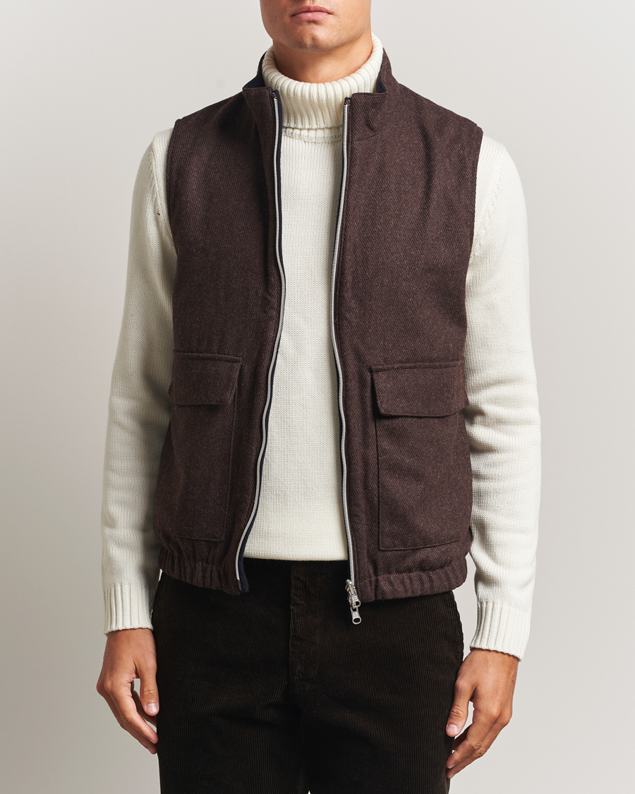 Herren | Westen | Stenströms | Reversible Wool Vest Navy
