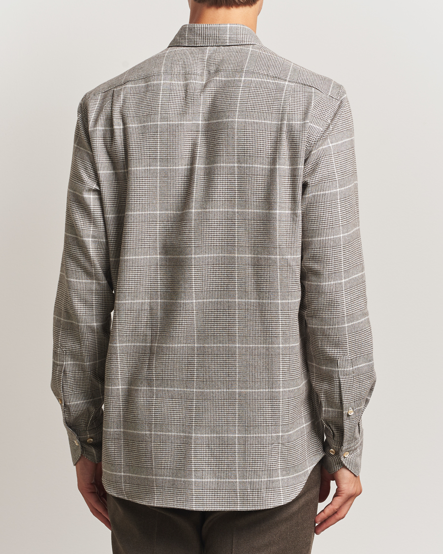 Herren | Hemden | Stenströms | Regular Fit Glencheck Flannel Shirt Brown