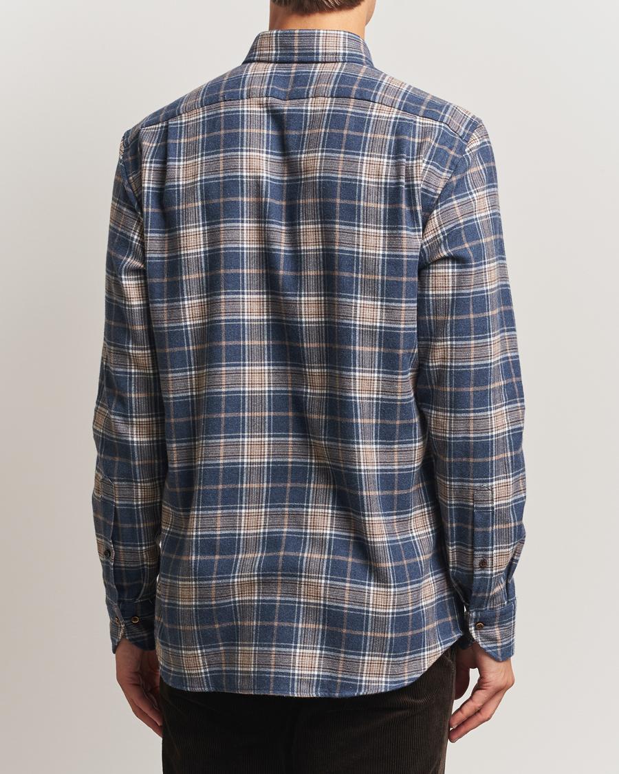 Herren | Hemden | Stenströms | Regular Fit Multi Check Flannel Shirt Blue/Brown