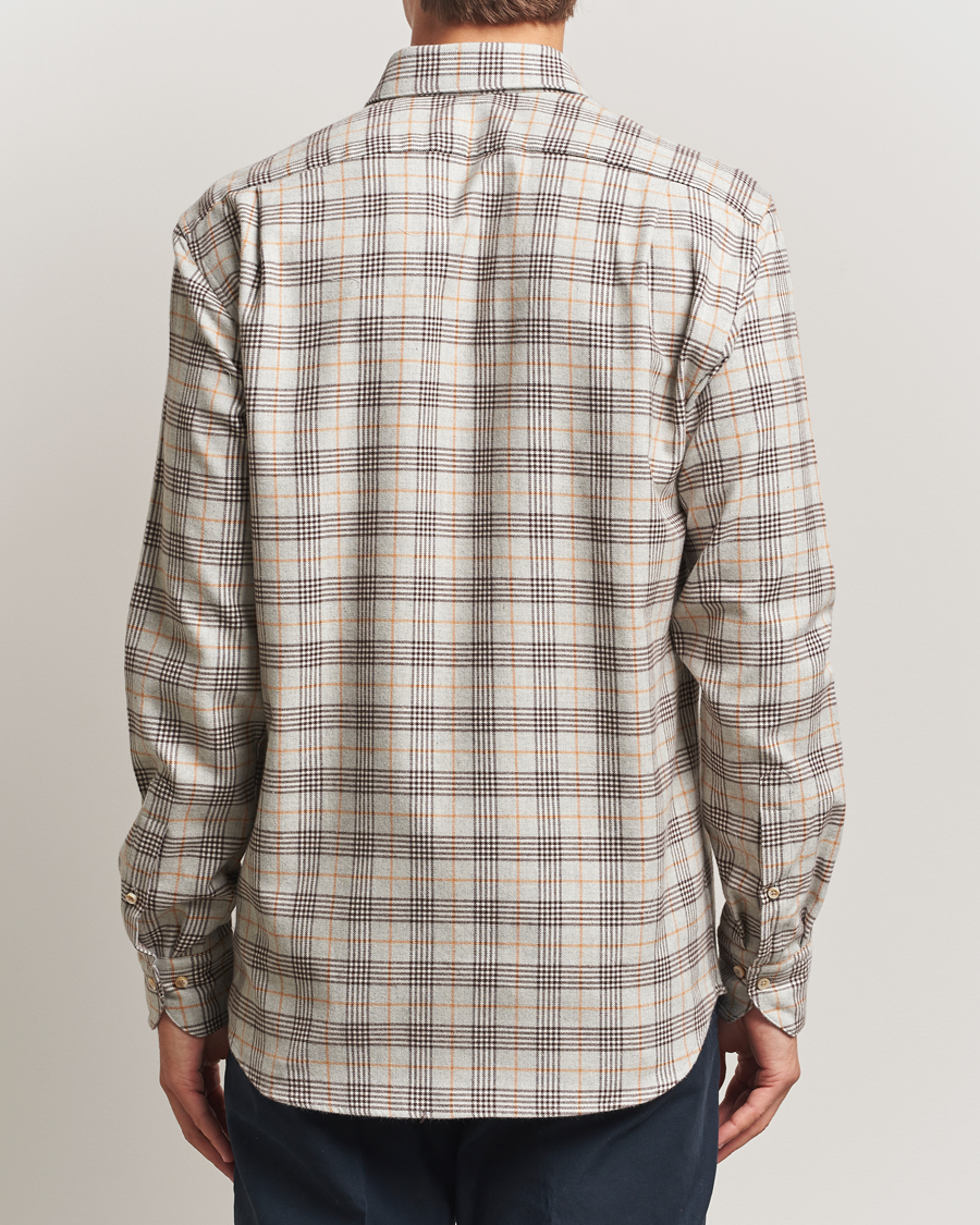 Herren | Hemden | Stenströms | Regular Fit Cut Away Check Flannel Shirt Beige