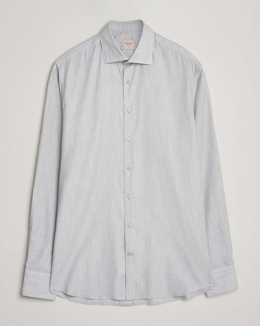 Herren | Hemden | Stenströms | Regular Fit Brushed Mini Herringbone Shirt Grey