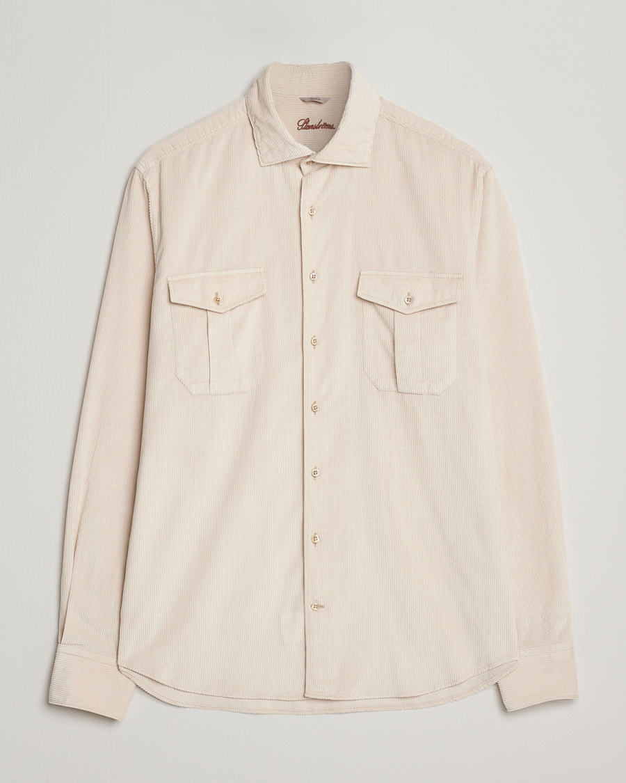 Herren | Hemden | Stenströms | Regular Fit Cord Pocket Shirt Beige