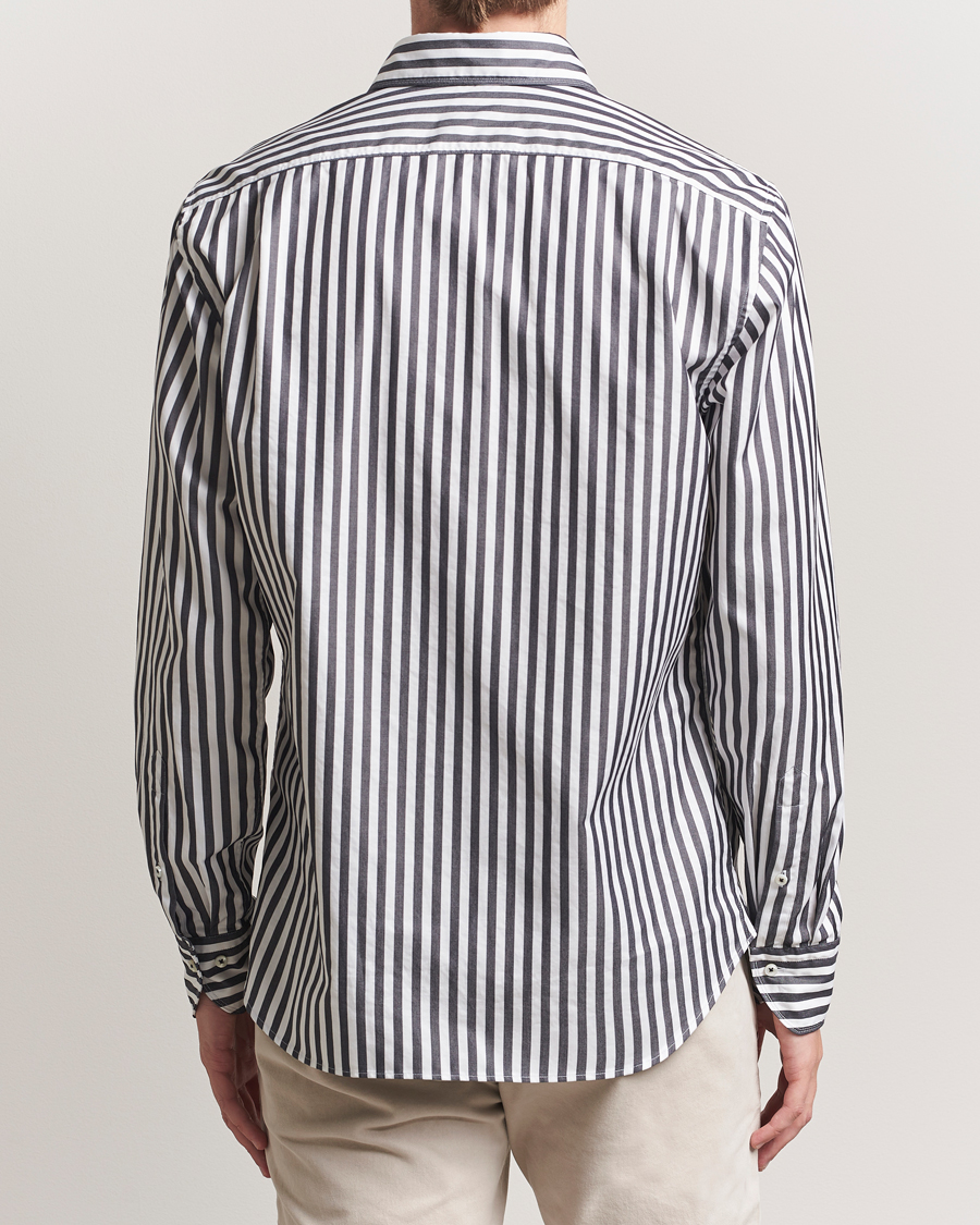 Herren | Hemden | Stenströms | Regular Fit Washed Large Stripe Shirt White/Black
