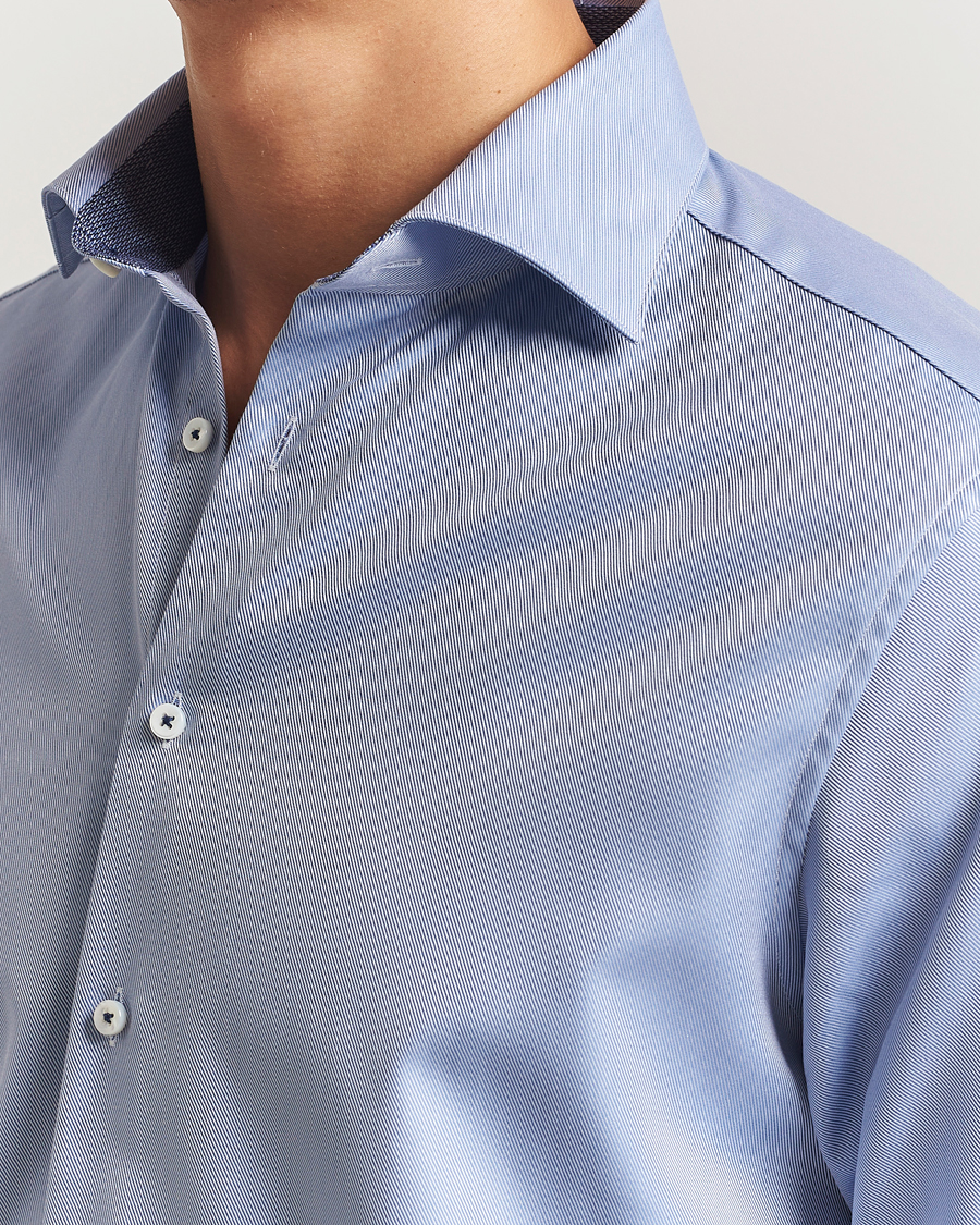 Herren | Hemden | Stenströms | Regular Fit Superior Twill Contrast Shirt Blue