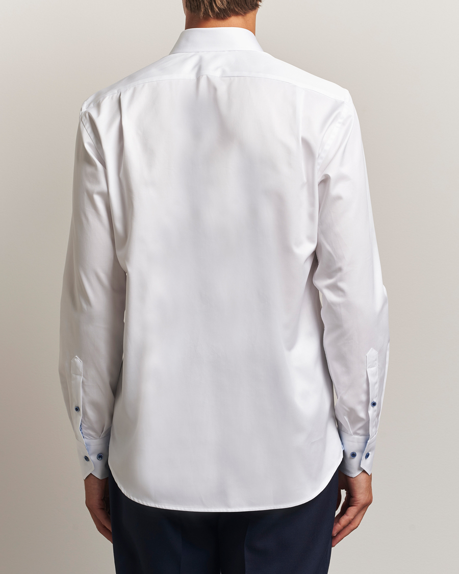 Herren | Hemden | Stenströms | Regular Fit Cotton Twill Contrast Shirt White