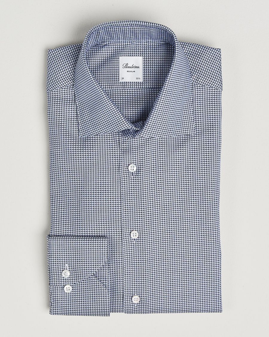Herren | Hemden | Stenströms | Regular Fit Woven Structure Shirt Blue
