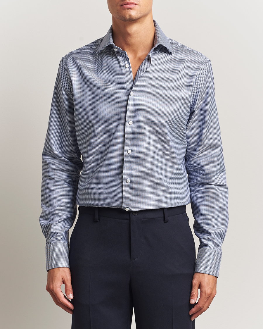 Herren | Hemden | Stenströms | Regular Fit Woven Structure Shirt Blue
