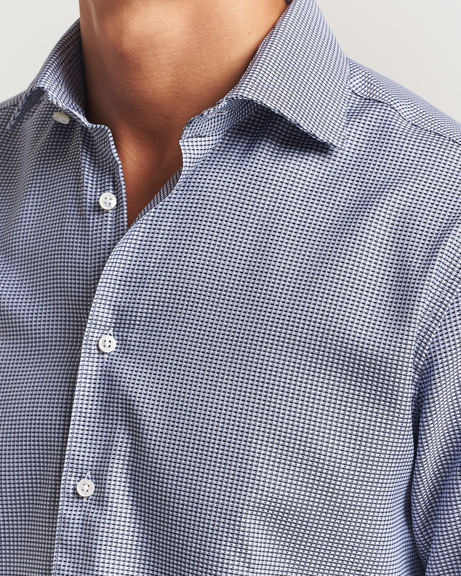 Herren | Hemden | Stenströms | Regular Fit Woven Structure Shirt Blue