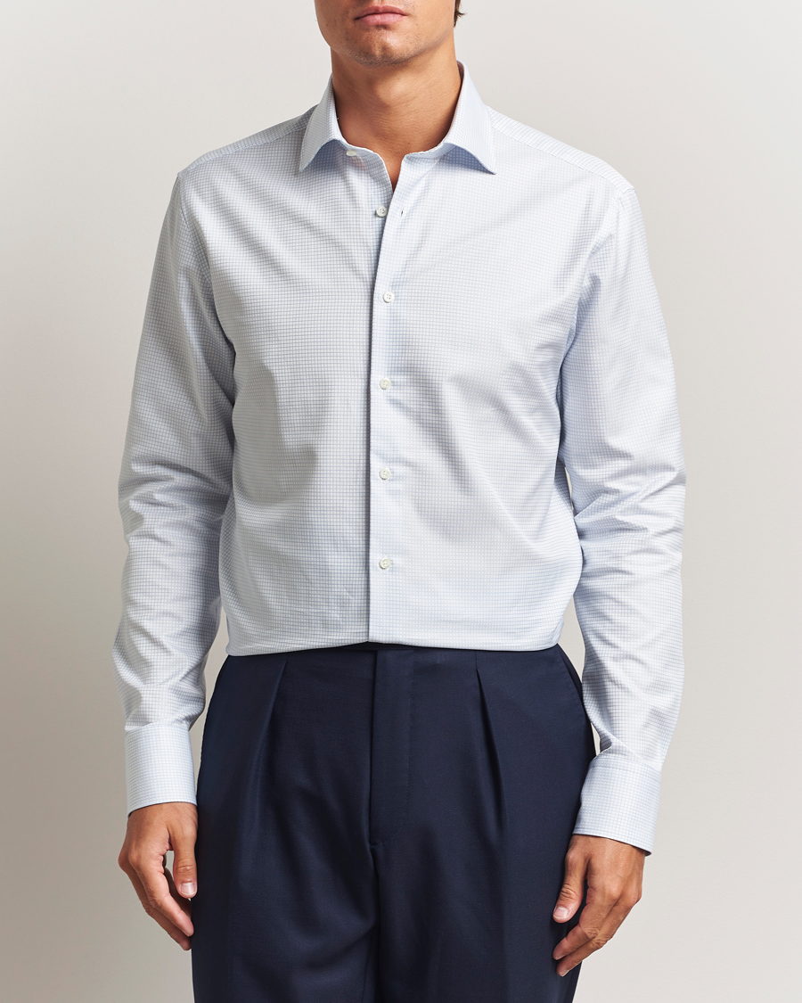 Herren | Hemden | Stenströms | Regular Fit Small Check Cut Away Shirt White