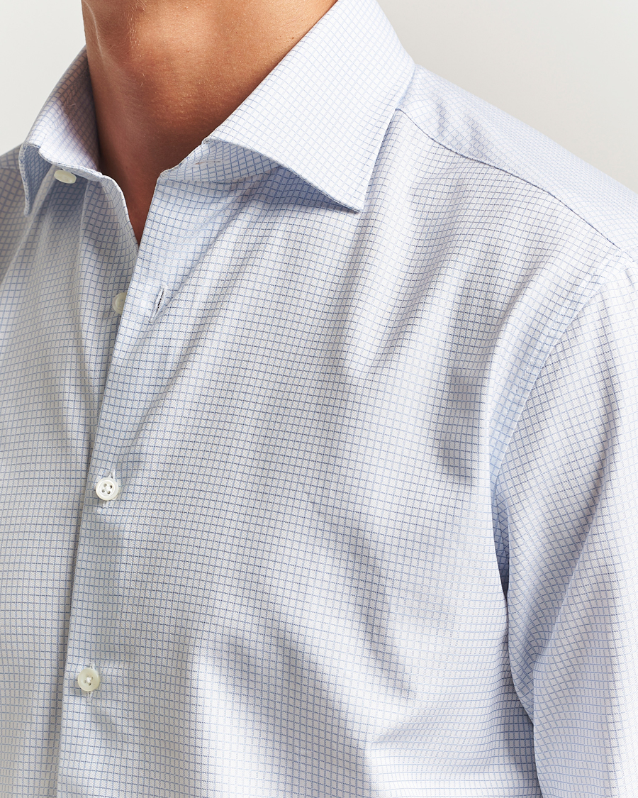 Herren | Hemden | Stenströms | Regular Fit Small Check Cut Away Shirt White