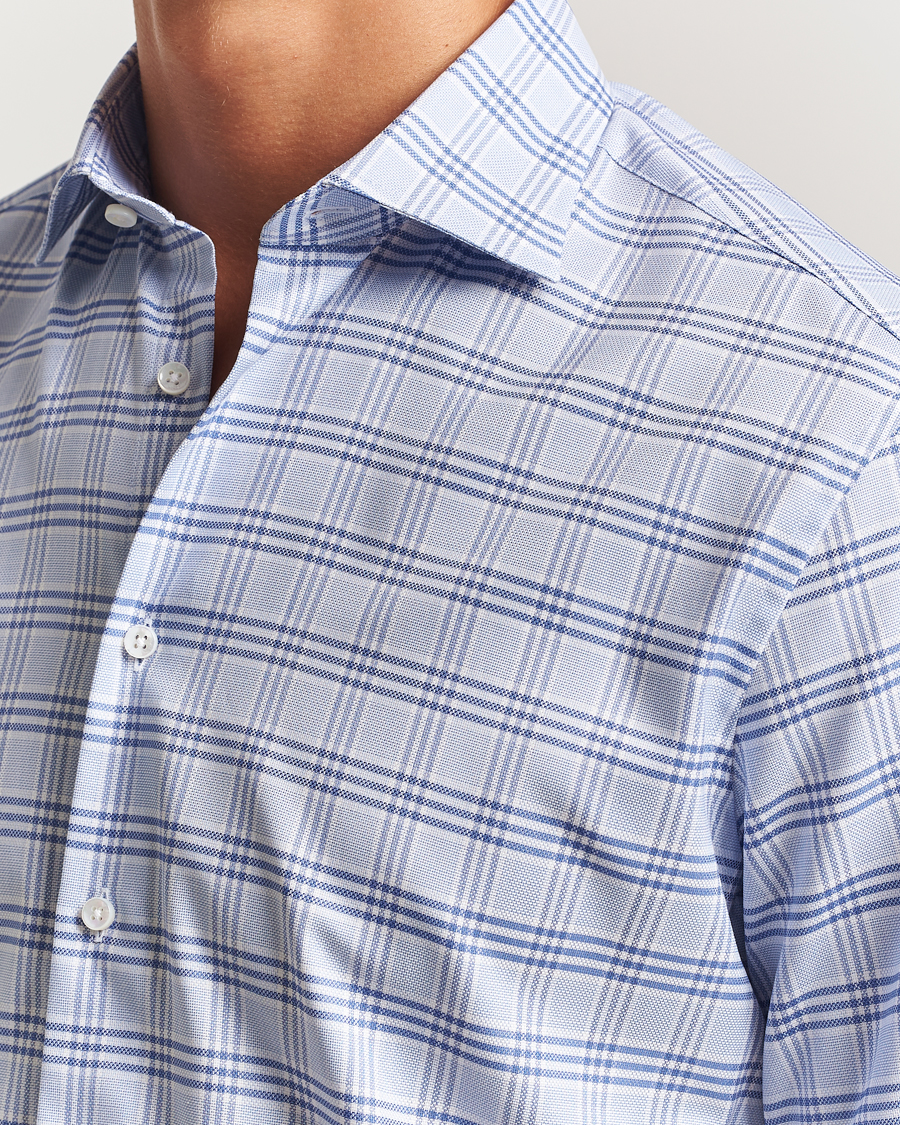 Herren | Hemden | Stenströms | Regular Fit Checked Cut Away Shirt Blue