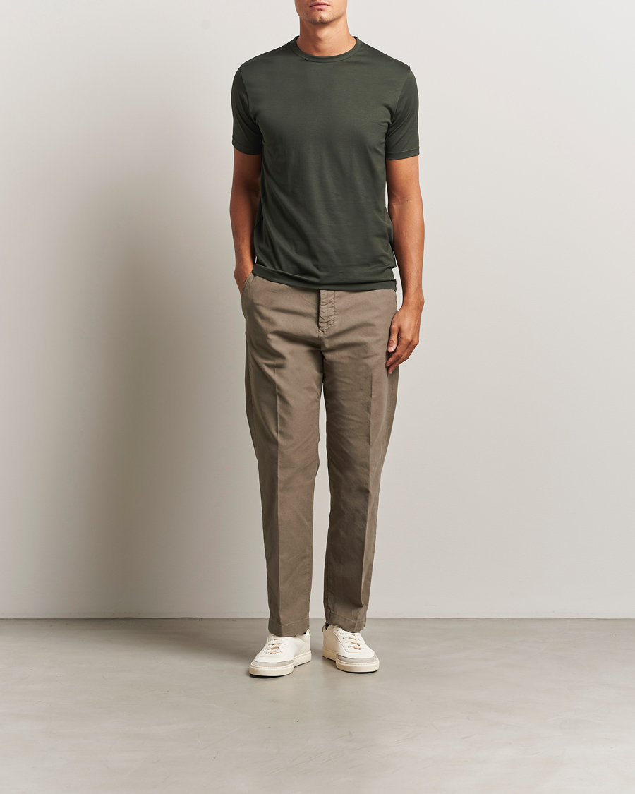 Herren | T-Shirts | Sunspel | Crew Neck Q82 Cotton T-Shirt Dark Green