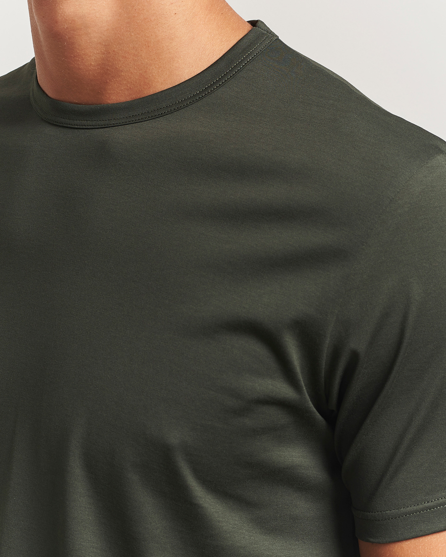 Herren | T-Shirts | Sunspel | Crew Neck Q82 Cotton T-Shirt Dark Green