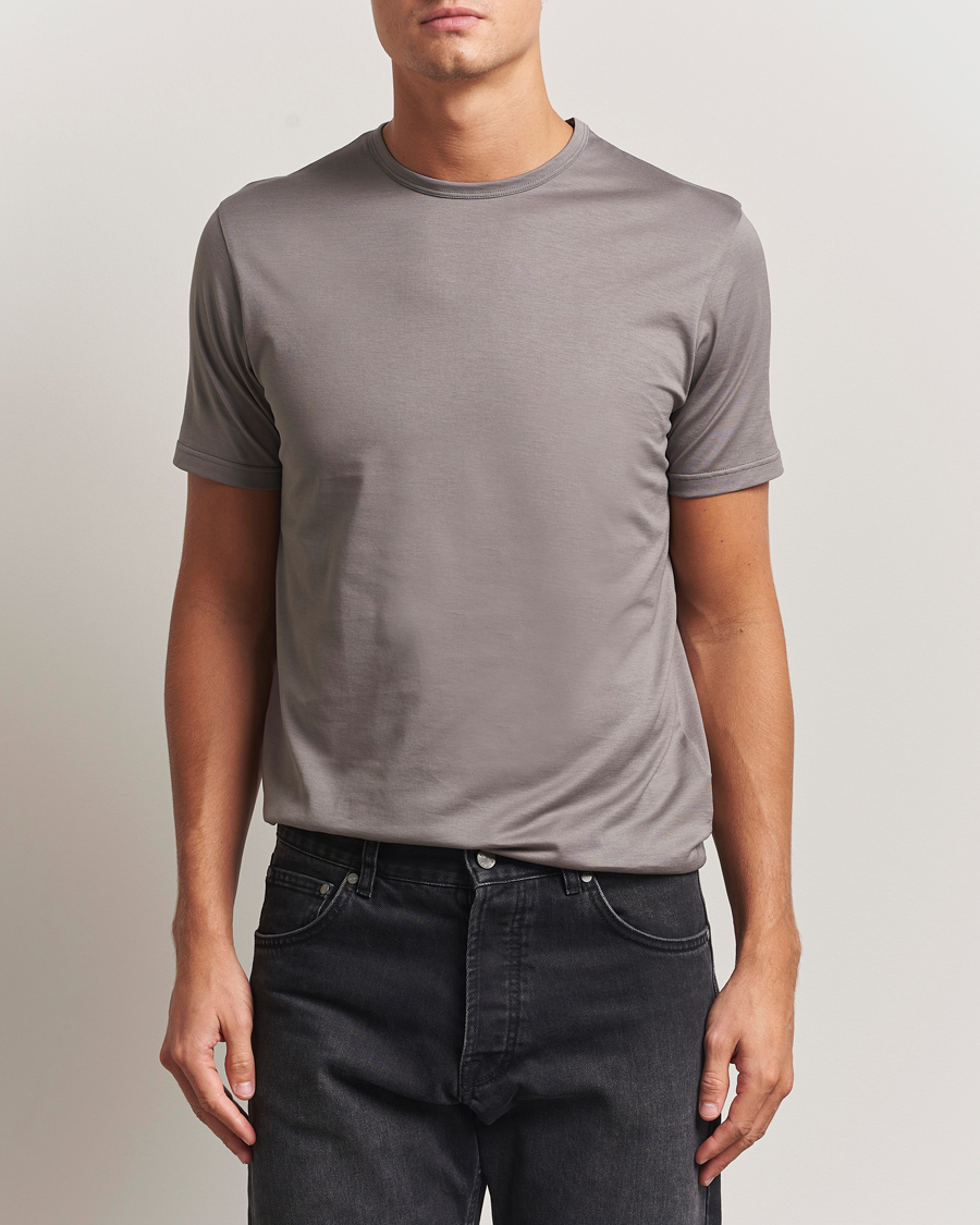 Herren | T-Shirts | Sunspel | Crew Neck Q82 Cotton T-Shirt Iron Grey