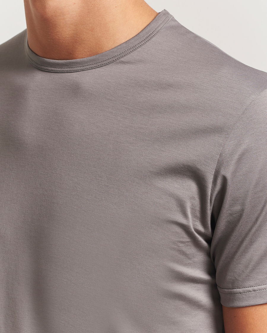 Herren | T-Shirts | Sunspel | Crew Neck Q82 Cotton T-Shirt Iron Grey