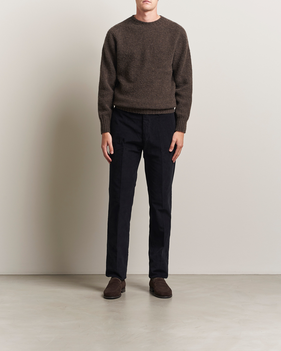 Herren | Pullover | Sunspel | Brushed Shetland Crew Neck Bark
