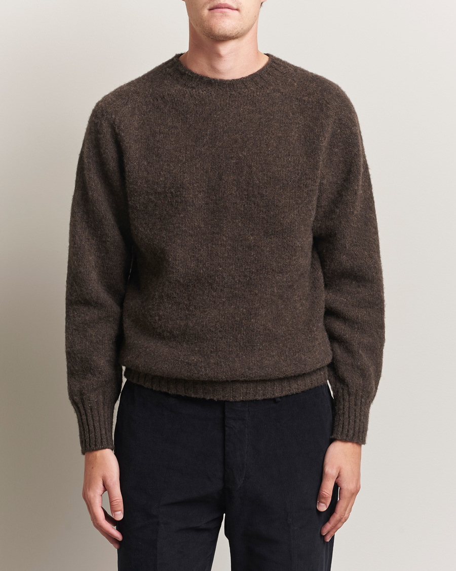 Herren | Pullover | Sunspel | Brushed Shetland Crew Neck Bark