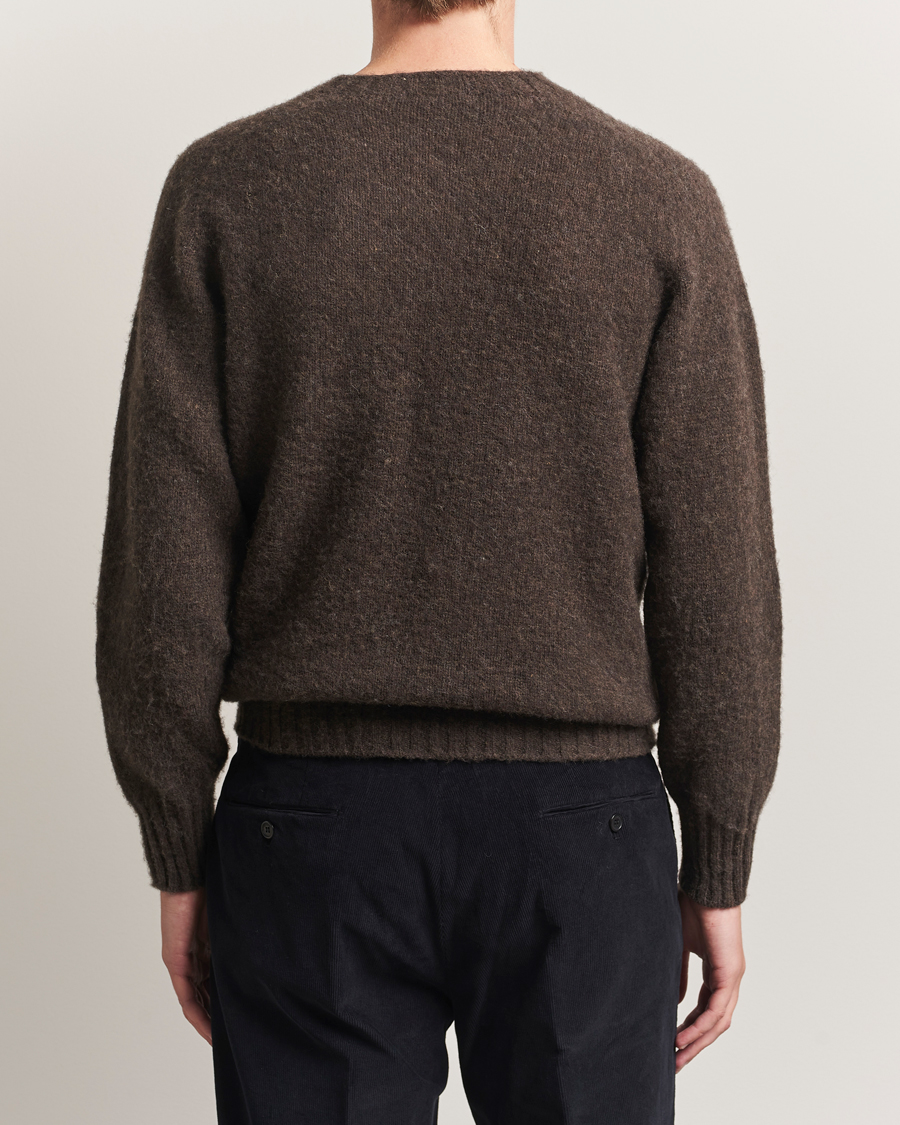 Herren | Pullover | Sunspel | Brushed Shetland Crew Neck Bark