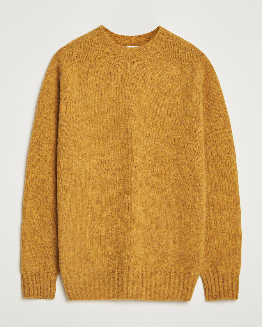 Herren | Pullover | Sunspel | Brushed Shetland Crew Neck Saffron
