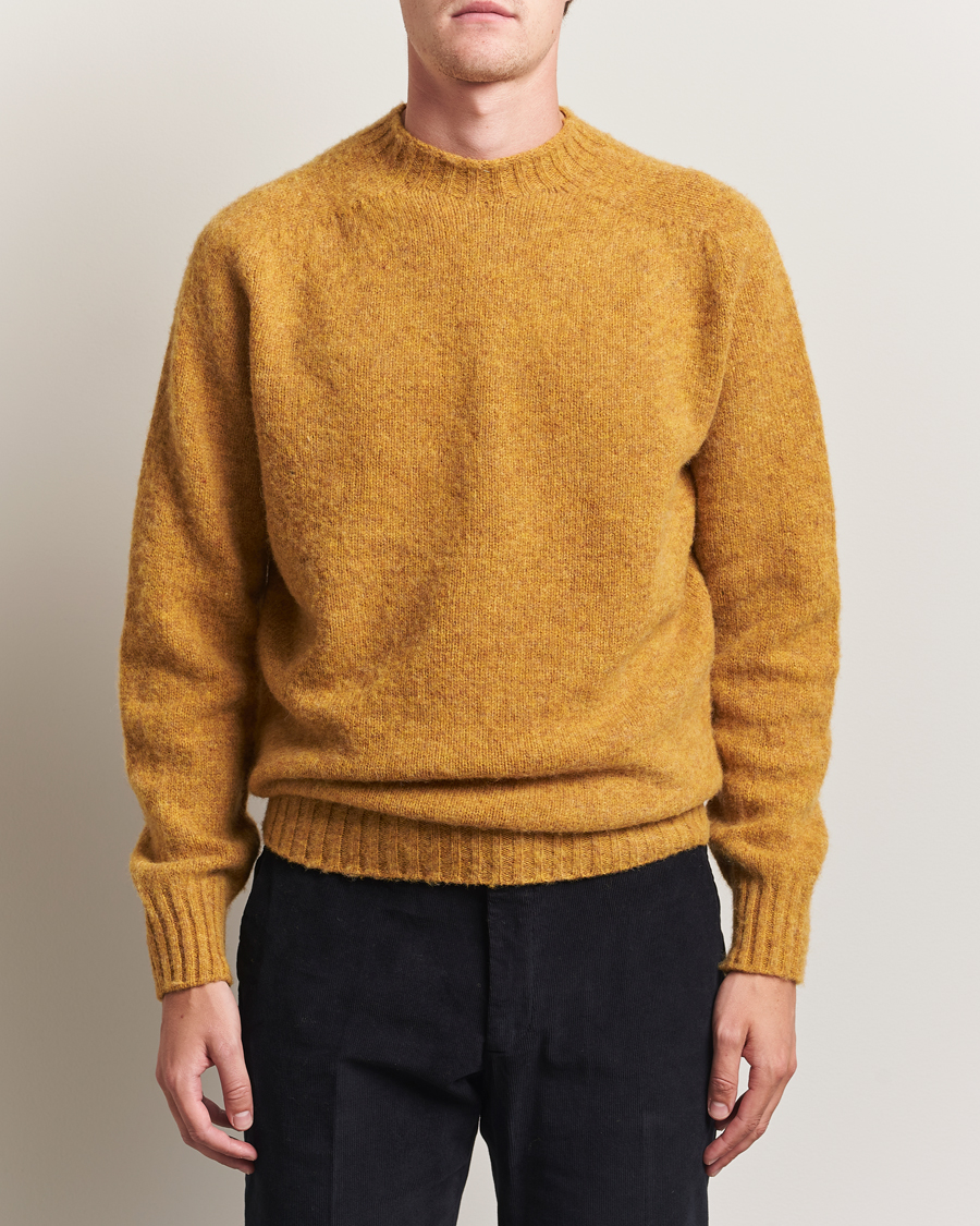 Herren | Pullover | Sunspel | Brushed Shetland Crew Neck Saffron