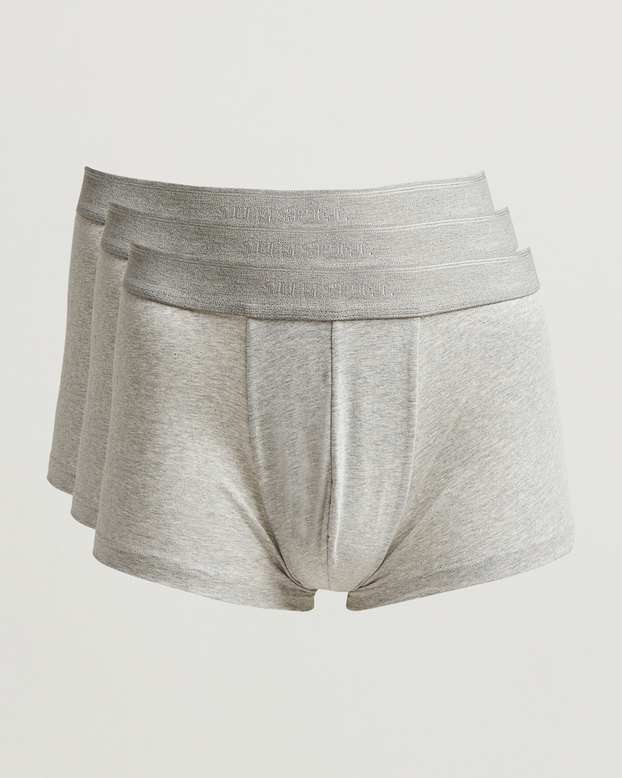 Herren | Unterwäsche | Sunspel | 3-Pack Cotton Stretch Trunk Grey