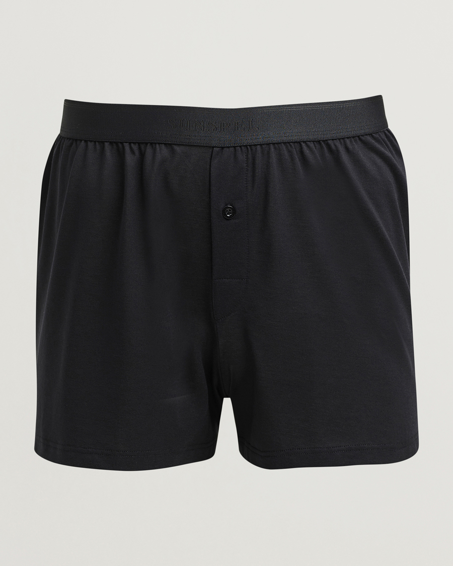 Herren | Unterwäsche | Sunspel | Superfine One Button Boxer Black