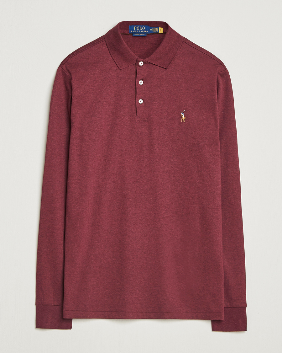 Herren | Poloshirts | Polo Ralph Lauren | Pima Cotton Custom Slim Fit LS Polo Spring Wine Heather