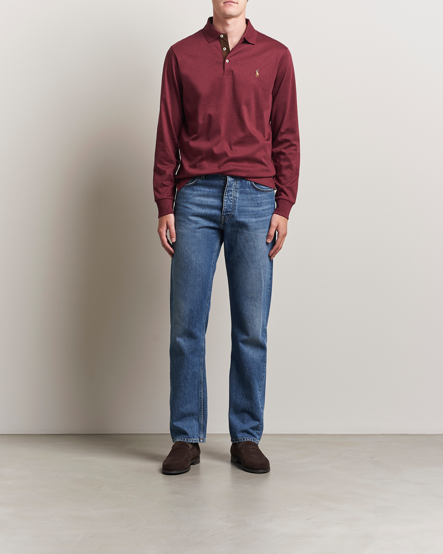 Herren | Poloshirts | Polo Ralph Lauren | Pima Cotton Custom Slim Fit LS Polo Spring Wine Heather