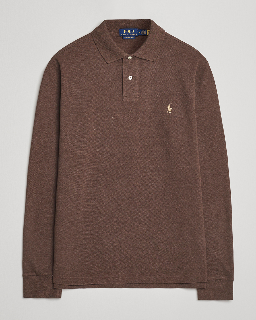 Herren | Pullover | Polo Ralph Lauren | Custom Slim Fit Long Sleeve Polo Nutmeg Brown Heather
