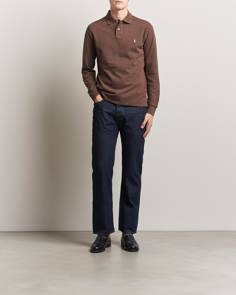 Herren | Pullover | Polo Ralph Lauren | Custom Slim Fit Long Sleeve Polo Nutmeg Brown Heather