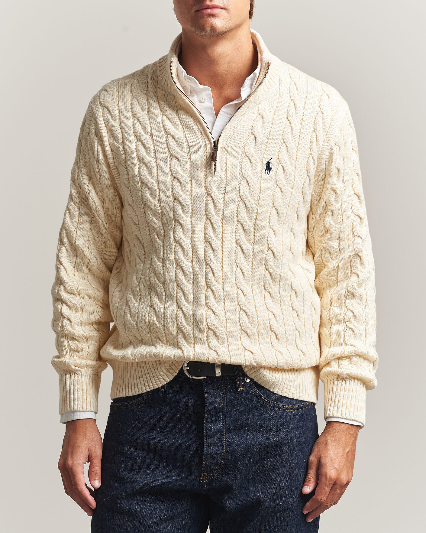 Herren | Pullover | Polo Ralph Lauren | Cotton Cable Half Zip Andover Cream