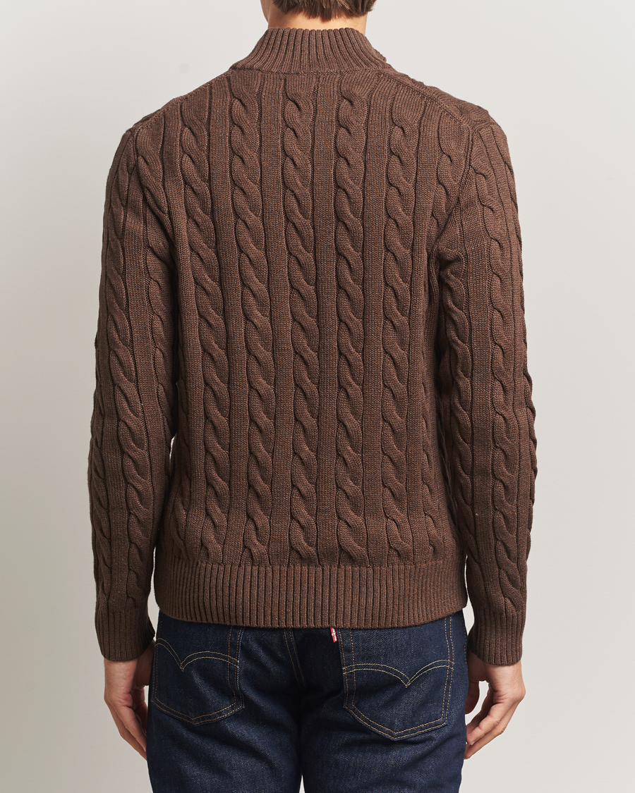 Herren | Pullover | Polo Ralph Lauren | Cotton Cable Half Zip Nutmeg Brown Heather