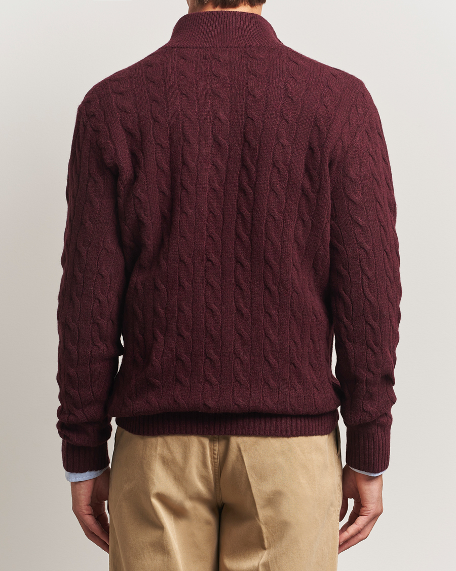 Herren | Pullover | Polo Ralph Lauren | Wool/Cashmere Cable Half Zip Aged Wine Heather
