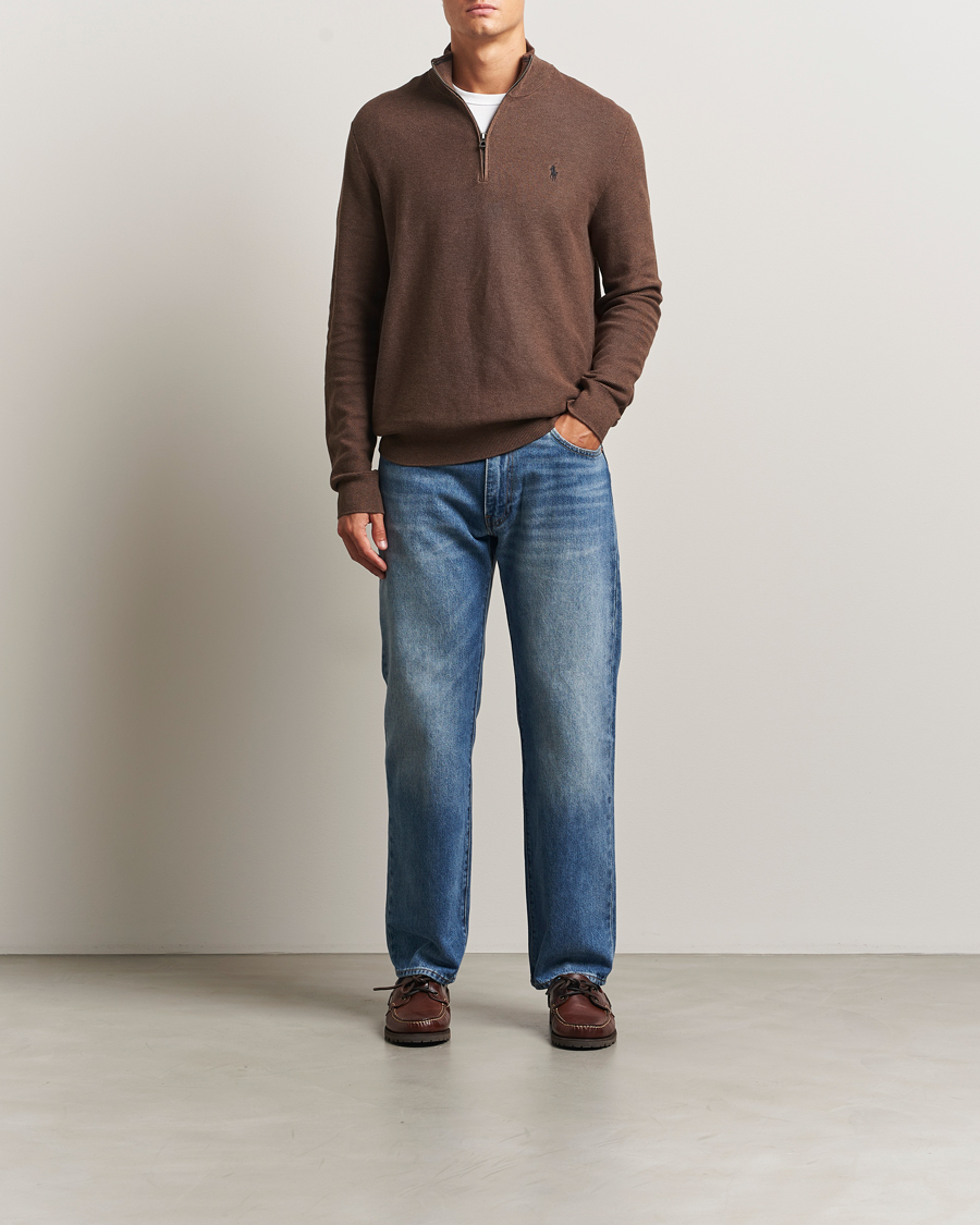 Herren | Pullover | Polo Ralph Lauren | Textured Half Zip Nutmeg Brown