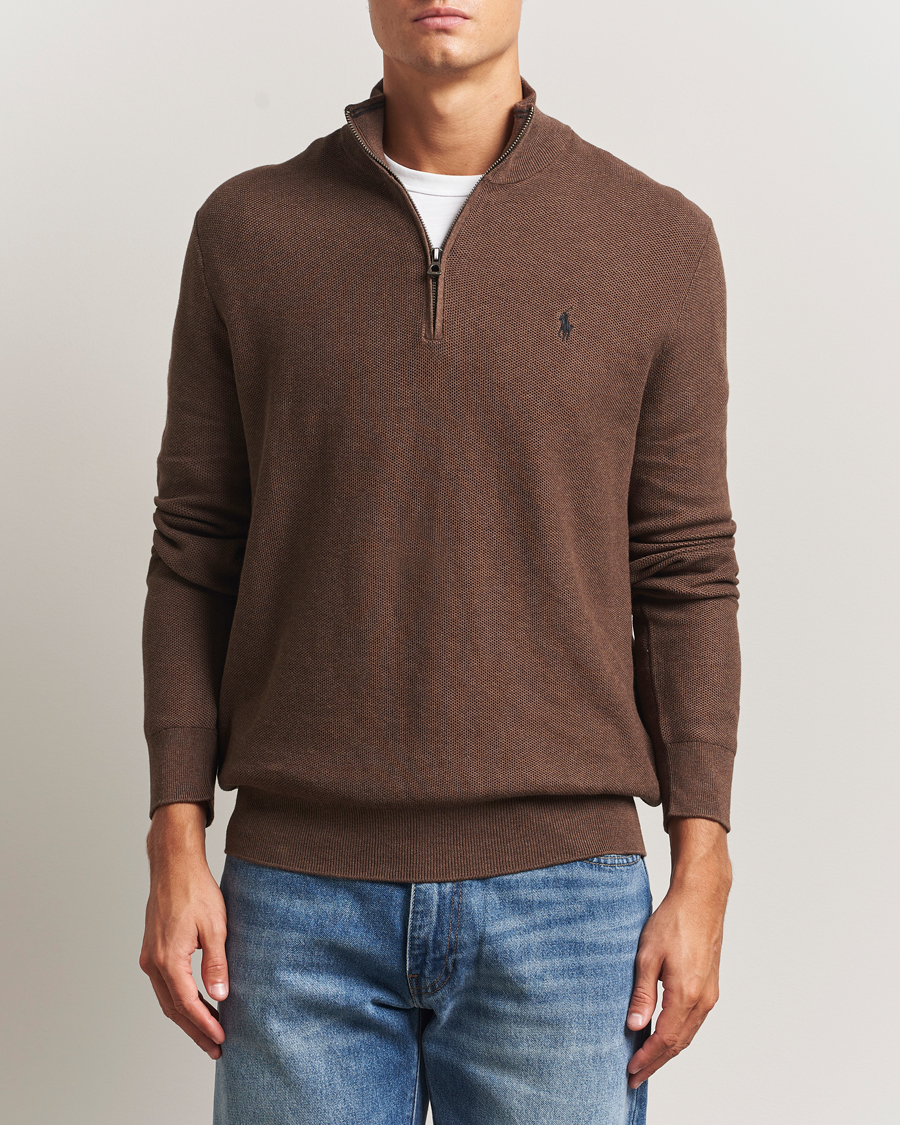 Herren | Pullover | Polo Ralph Lauren | Textured Half Zip Nutmeg Brown
