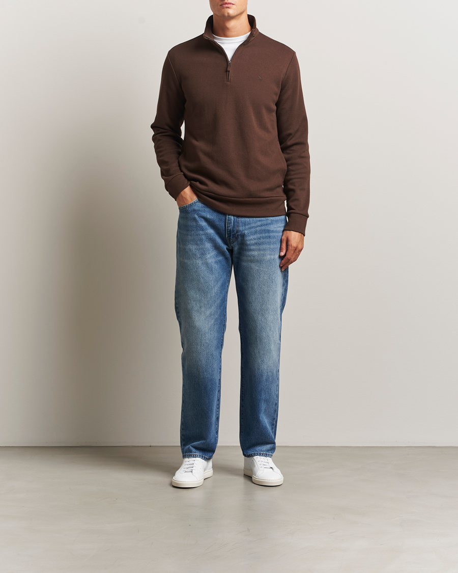 Herren | Pullover | Polo Ralph Lauren | Double Knit Jaquard Half Zip Sweater Nutmeg Brown