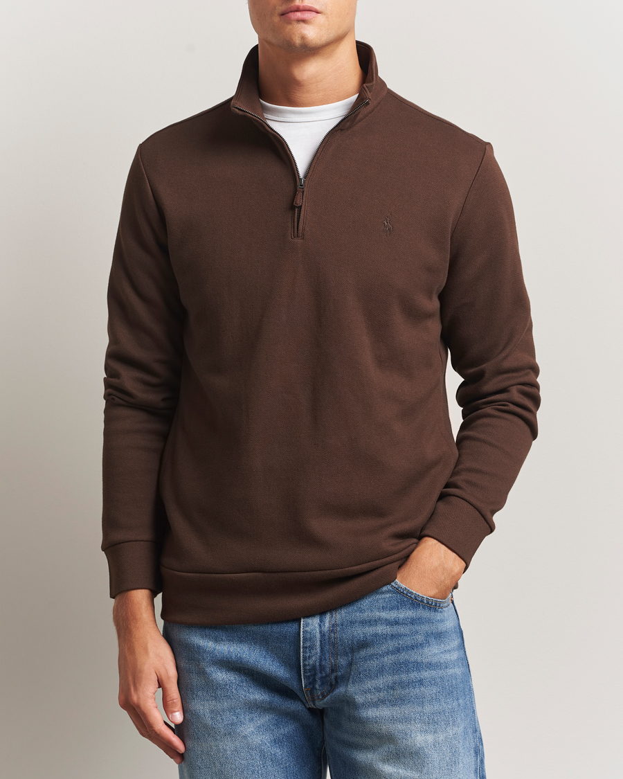 Herren | Pullover | Polo Ralph Lauren | Double Knit Jaquard Half Zip Sweater Nutmeg Brown