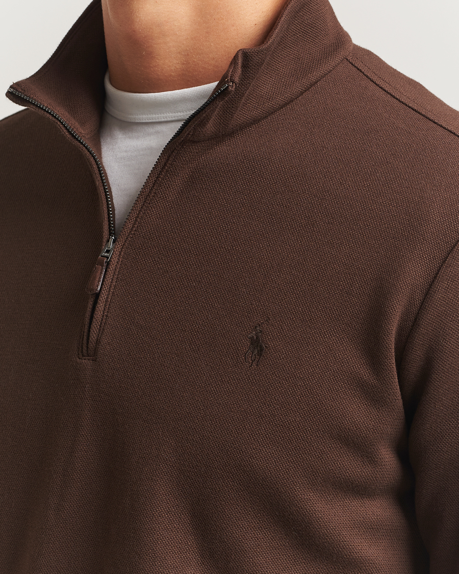Herren | Pullover | Polo Ralph Lauren | Double Knit Jaquard Half Zip Sweater Nutmeg Brown