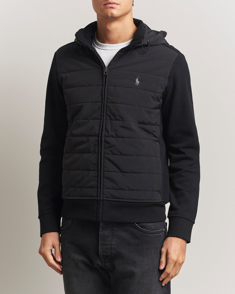 Herren | Pullover | Polo Ralph Lauren | Hybrid Jacquard Full Zip Hoodie Polo Black