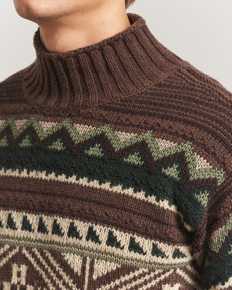 Herren | Pullover | Polo Ralph Lauren | Wool Cotton Blend Sweater Brown Combo
