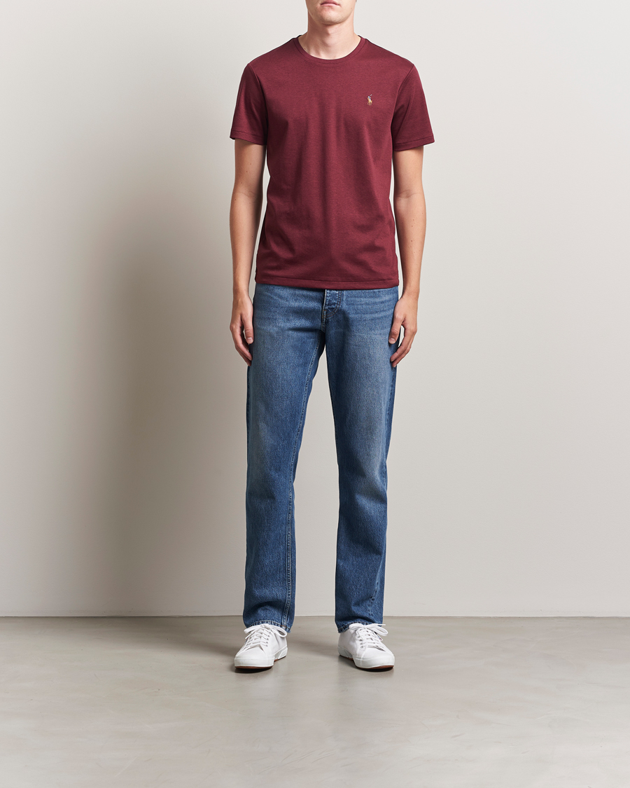 Herren | T-Shirts | Polo Ralph Lauren | Luxury Pima Cotton Crew Neck T-Shirt Wine Heather