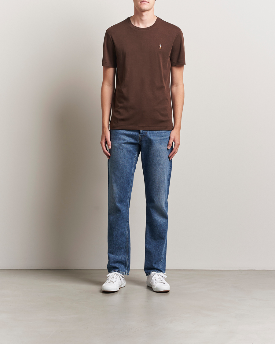 Herren | T-Shirts | Polo Ralph Lauren | Luxury Pima Cotton Crew Neck T-Shirt Nutmeg Brown