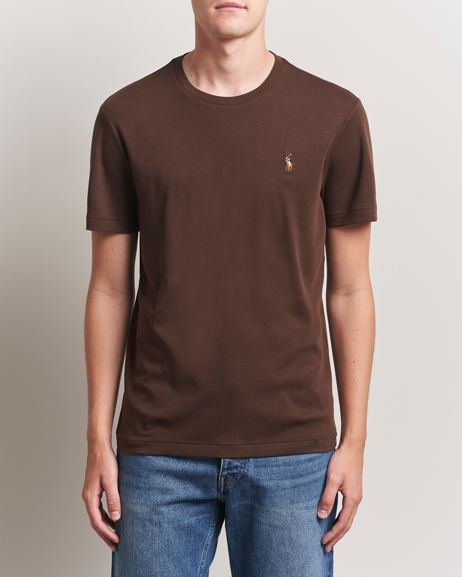 Herren | T-Shirts | Polo Ralph Lauren | Luxury Pima Cotton Crew Neck T-Shirt Nutmeg Brown