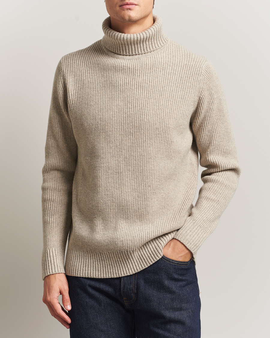 Herren | Pullover | Charles Tyrwhitt | Chunky Merino Roll Neck Oatmeal