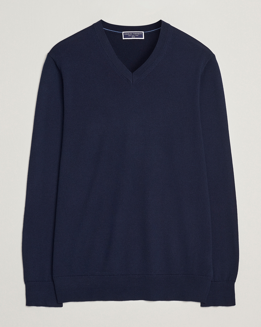 Herren | Pullover | Charles Tyrwhitt | Pure Merino V-Neck Jumper Navy